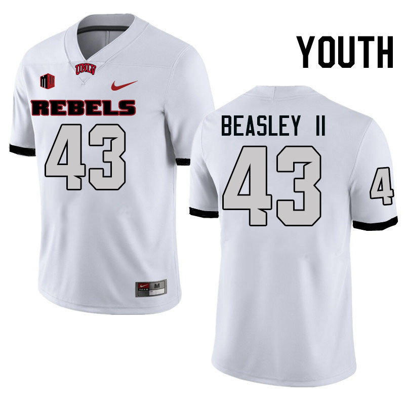 Youth #43 Jae Beasley II UNLV Rebels College Football Jerseys Stitched-White